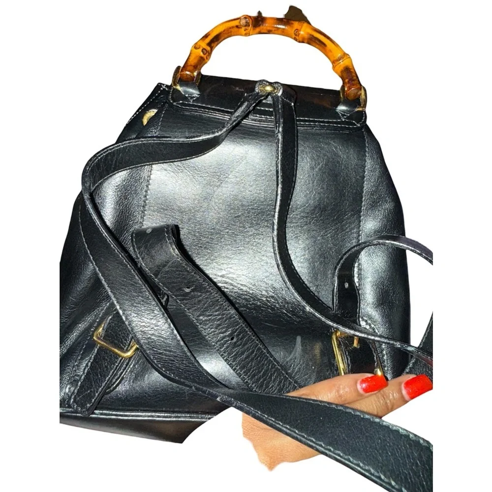 Gucci Black Leather Bamboo Mini Backpack